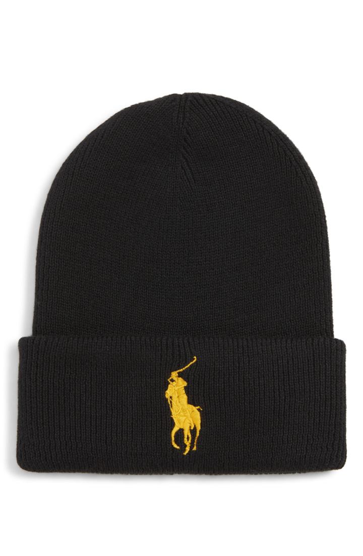Men's Polo Ralph Lauren Big Pony Cuffed Beanie - Black