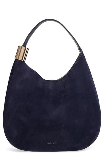 Jimmy Choo Stevie Suede & Genuine Snakeskin Hobo - Blue