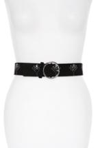 Women's Rebecca Minkoff Crystal & Stud Leather Belt, Size Small/medium - Suede Black / Pol Nickel