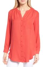 Women's Pleione Mixed Media Top - Red