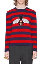 Men's Gucci Stripe Bee Wool Crewneck Sweater