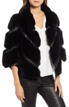 Women's Tahari Leon Faux Fur Trim Belted Puffer Jacket - Black