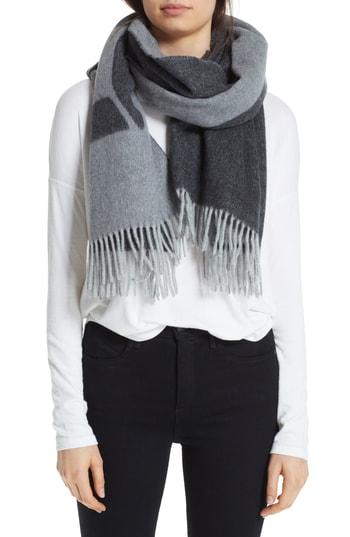 Women's Rag & Bone Graphic Wool Scarf, Size - Grey