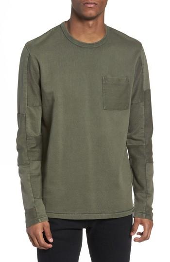 Men's French Connection Patchwork Long Sleeve T-shirt, Size - Green