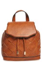 Emperia Woven Faux Leather Backpack - Brown