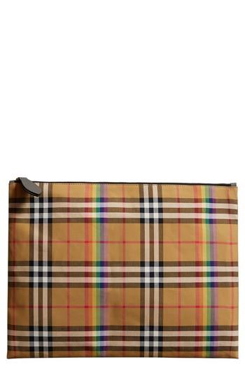 Burberry Large Check Canvas Pouch - Grey