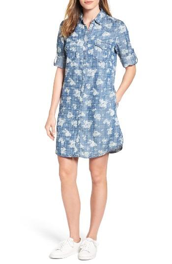 Women's Kut From The Kloth Ruthy Print Chambray Shirtdress - Blue