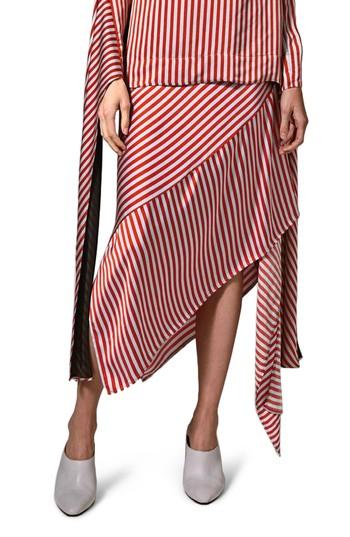 Women's Topshop Boutique Stripe Knot Midi Skirt Us (fits Like 2-4) - Red