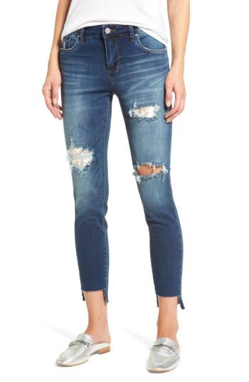 Women's Bp. Ripped Step Hem Skinny Jeans - Blue