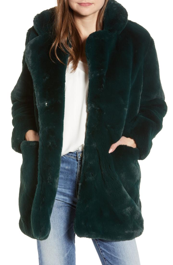 Women's Apparis Sophie Faux Fur Coat - Green