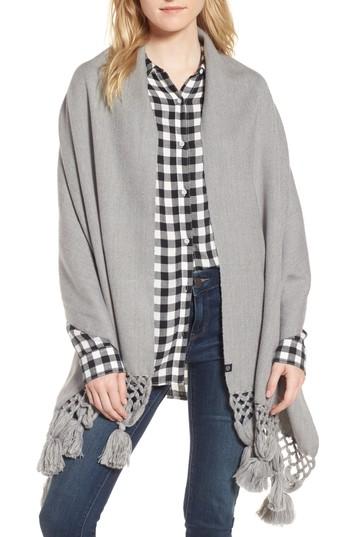 Women's Treasure & Bond Crochet Trim Wrap Scarf, Size - Grey