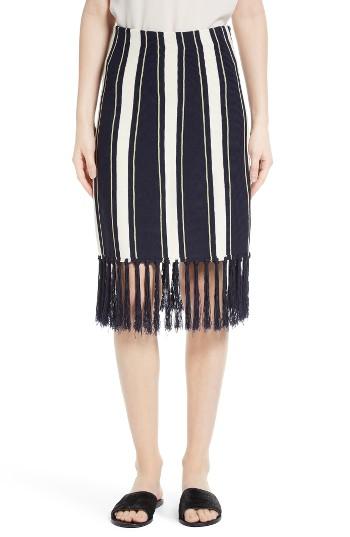 Women's Grey Jason Wu Fringe Stripe Knit Skirt