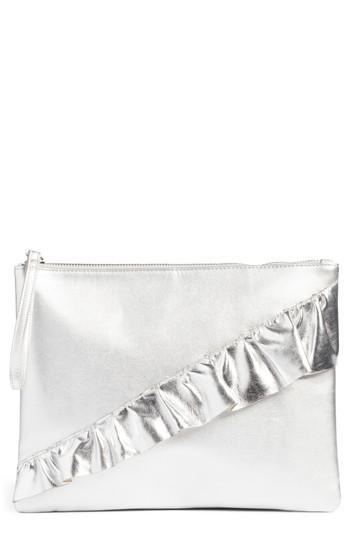 T-shirt & Jeans Ruffle Charging Clutch - Metallic