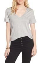Women's Treasure & Bond Perfect V-neck Tee, Size - Grey