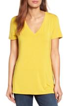 Women's Halogen V-neck Tunic Tee, Size - Yellow