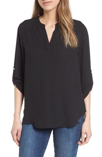 Women's Everleigh Roll-tab Sleeve Tunic - Black