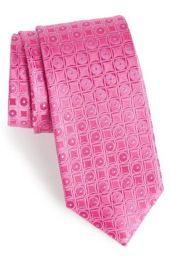 Men's Nordstrom Men's Shop Criss Cross Geometric Silk Tie, Size - Red
