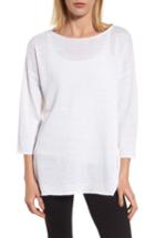 Women's Eileen Fisher Side Tie Organic Linen Sweater, Size - White