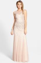 Petite Women's Adrianna Papell Beaded Chiffon Gown P - Pink