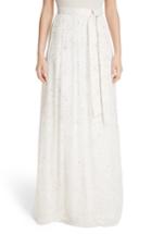 Women's St. John Collection Flocked Glitter Crinkle Chiffon Skirt - White