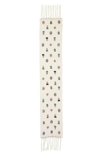 Women's Alexander Mcqueen Medieval Flower Skinny Silk Scarf, Size - Ivory