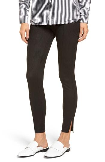 Women's Zeza B By Hue Side Slit Faux Suede Leggings - Black