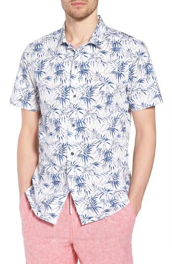 Men's 1901 Trim Fit Palm Print Camp Shirt - White