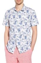 Men's 1901 Trim Fit Palm Print Camp Shirt - White