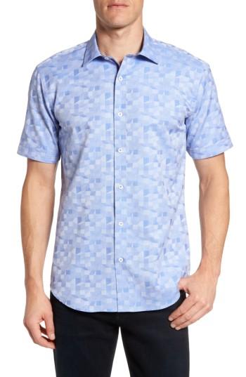 Men's Bugatchi Shaped Fit Geo Jacquard Sport Shirt