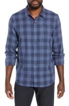 Men's Travis Mathew Quinella Regular Fit Gingham Sport Shirt - Blue