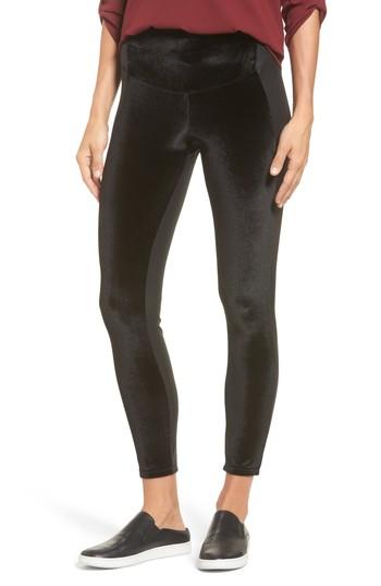 Women's Yummie Velvet Panel Ankle Leggings - Black