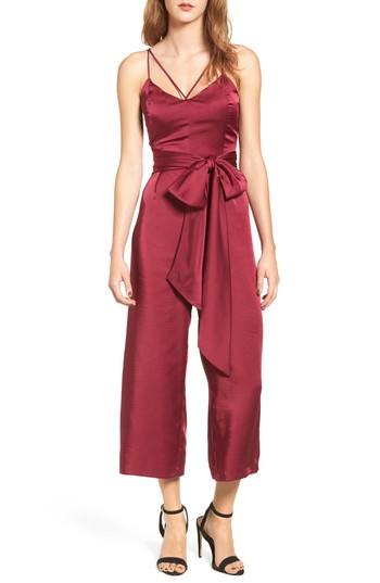 Women's Lost Ink Strappy Satin Jumpsuit, Size - Pink