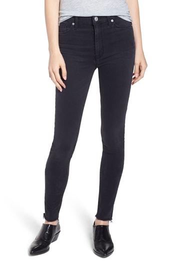 Women's Hudson Jeans Barbara High Rise Raw Hem Super Skinny Jeans - Black