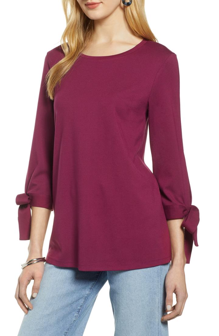 Women's Halogen Ponte Tie Sleeve Tunic - Purple