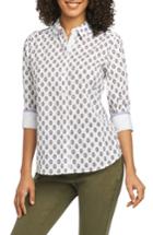 Women's Foxcroft Ava Ikat Dot Wrinkle-free Shirt - Purple