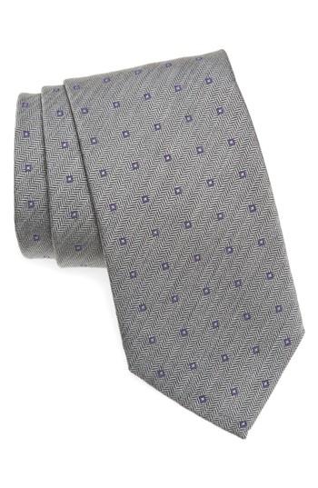 Men's David Donahue Square Dot Silk Tie, Size - Grey