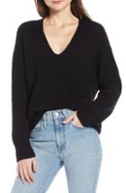 Women's Something Navy V-neck Sweater, Size - Black