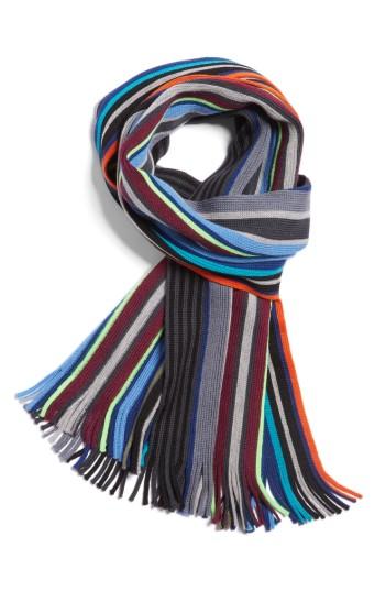 Men's Paul Smith Stripe Wool Scarf, Size - Green