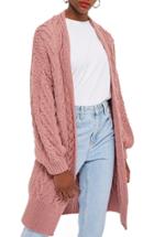 Women's Topshop Long Open Front Cardi Us (fits Like 10-12) - Pink