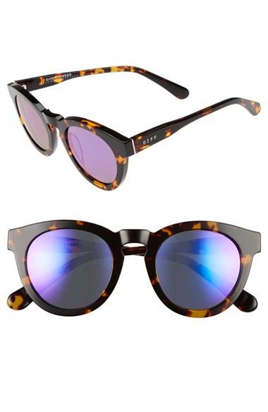 Women's Diff Dime Ii 48mm Retro Sunglasses - Tortoise/ Purple