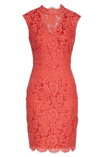 Women's Vince Camuto Open Back Lace Sheath Dress - Pink