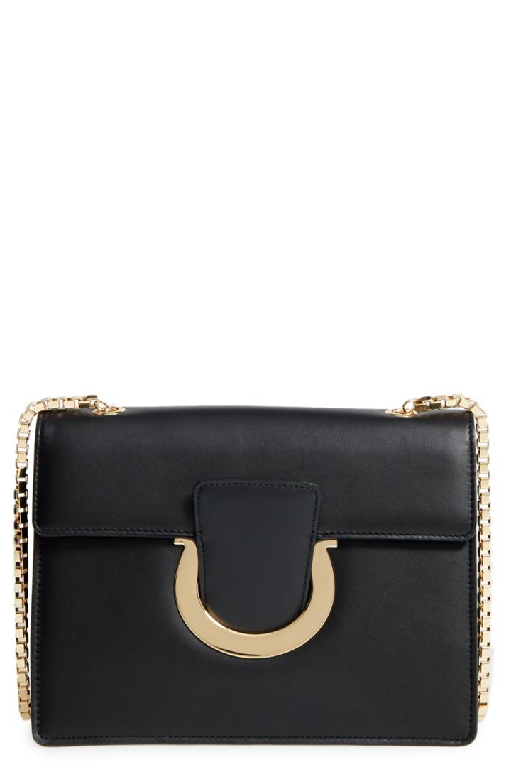 Salvatore Ferragamo Large Thalia Leather Crossbody Bag - Black