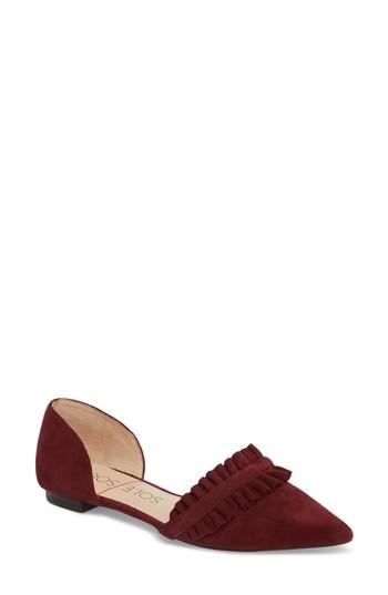 Women's Sole Society Rosalind Ruffle D'orsay Flat M - Burgundy