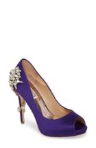 Women's Badgley Mischka 'royal' Crystal Embellished Peeptoe Pump .5 M - Purple