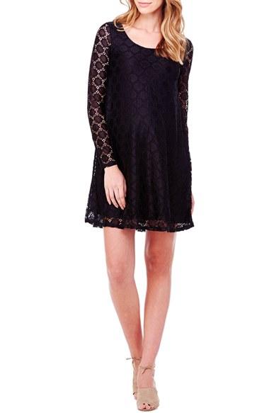 Women's Ingrid & Isabel Dot Lace Maternity Dress - Black