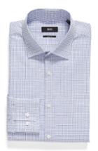 Men's Boss Marley Sharp Fit Check Dress Shirt R - Blue