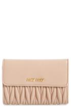 Women's Miu Miu Matelasse Leather French Wallet - Orange