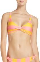 Women's Solid & Striped Jane Bikini Top - Coral