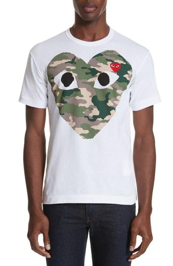 Men's Comme Des Garcons Play Camo Big Heart T-shirt - White