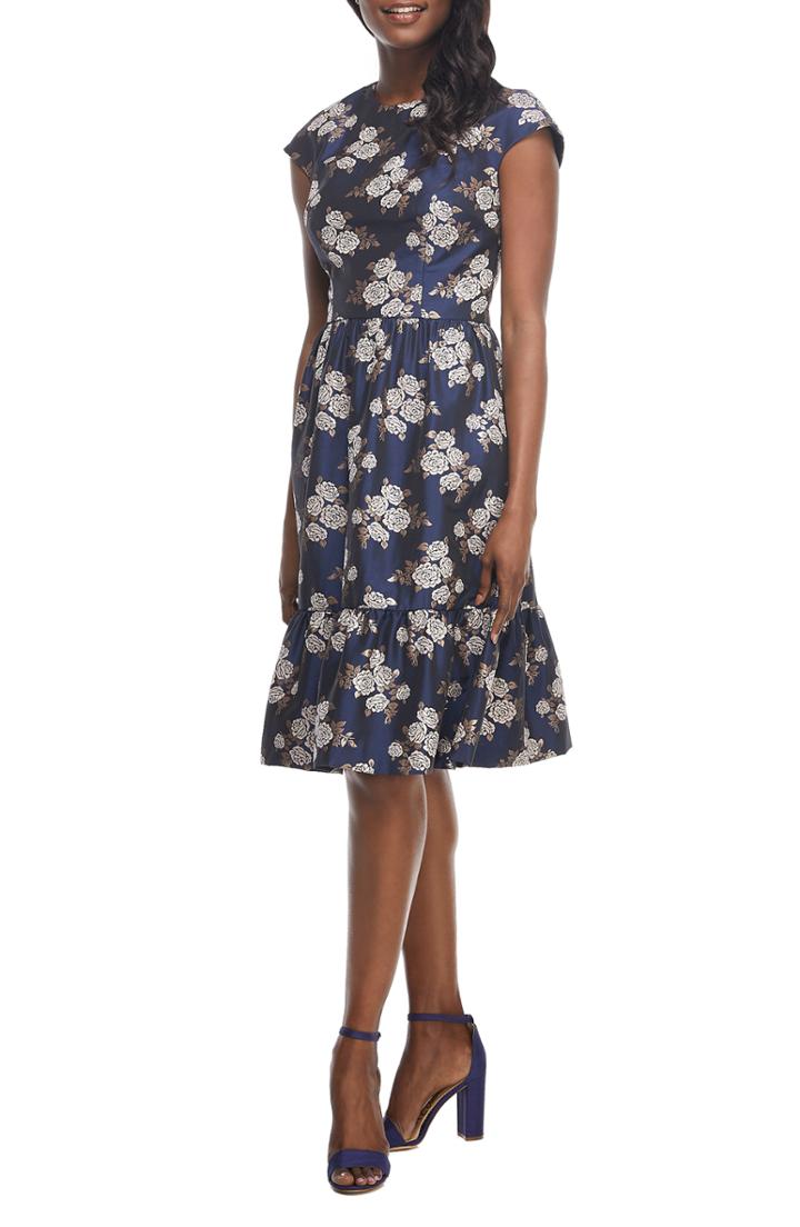 Women's Gal Meets Glam Collection Gloria Paisley Jacquard Fit & Flare Dress